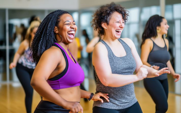 two women laughing and enjoying after beginning working out together